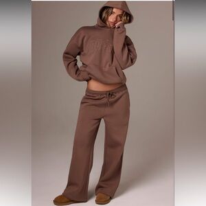 bo&tee matching brown hoodie & wide leg sweatpants
